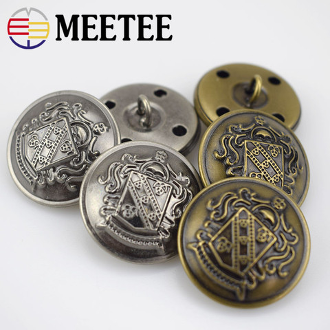 Meetee 10 pièces 12-30mm boutons en métal jean manteau veste cuivre rétro bouton pour bricolage couture vêtements décor accessoires B3-13 ► Photo 1/5