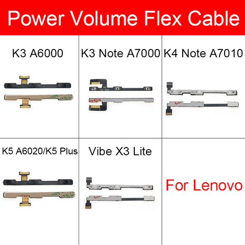Volume d'alimentation bouton latéral câble flexible pour Lenovo Vibe K3 K4 K5 Note Plus A6000 A7000 A7010 A6020a/citron X3 K51c78 pièces de réparation ► Photo 1/6