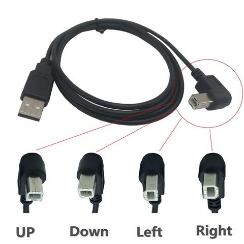 Scanner USB 2.0 A mâle vers USB B mâle Type B, haut, bas, Angle droit et gauche, câble coudé 150cm ► Photo 1/5