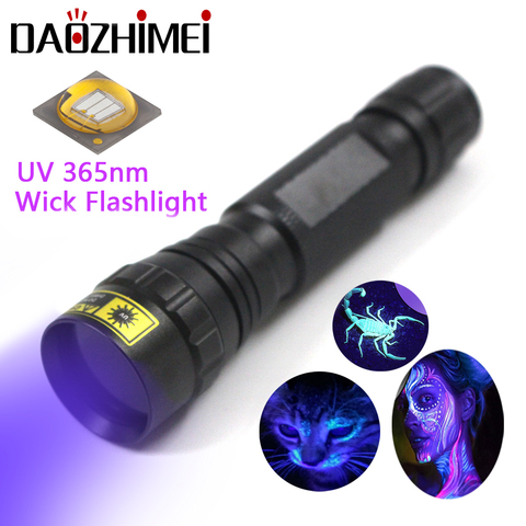 Super lampe de Poche UV Lumière Noire 365nm LED Violet lumière Lampe De Poche pour Camping Détecteur D'urine pour Chats Pet Taches Scorpions ► Photo 1/6