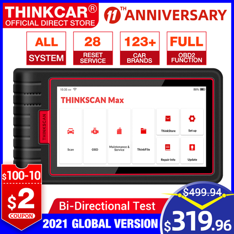 Thinkcar – Thinkscan Max Scanner professionnel OBD2, système complet, lecteur de Code automobile avec 28 fonctions de réinitialisation gratuites, PK CRP909/MK808 ► Photo 1/6