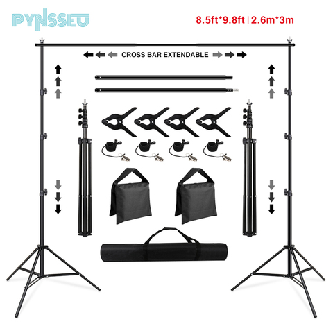 PYNSSEU Support de toile de fond 8.5 x 10ft réglable photographie mousseline fond Support système Support pour Studio vidéo photographique ► Photo 1/6