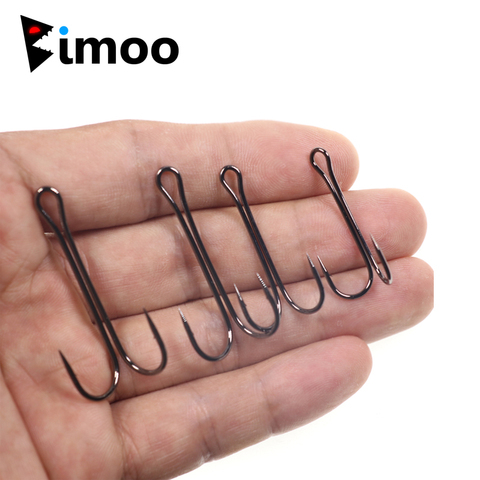 Bimoo – hameçon Double pour pêche en eau salée, hameçon classique pour attraper des poissons, en nickel noir, grand, solide et pointu, #1 #2 #4 #6, 10 pièces ► Photo 1/6