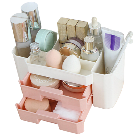 Organisateur de maquillage en plastique | Tiroir de cosmétiques, boîte de rangement de maquillage, conteneur de étui à ongles, porte-coffret de bureau divers, mallette de rangement, outils de perles ► Photo 1/6