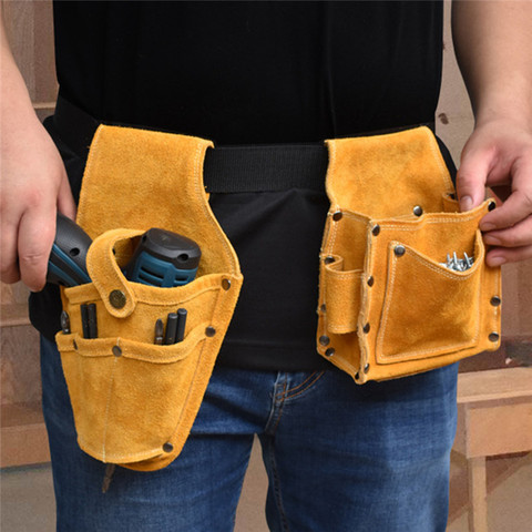 Pochette en cuir de vache pour perceuse électrique, sac à outils de taille, sac à outils de ceinture électrique avec ceinture pour perceuse électrique, tournevis électrique ► Photo 1/6