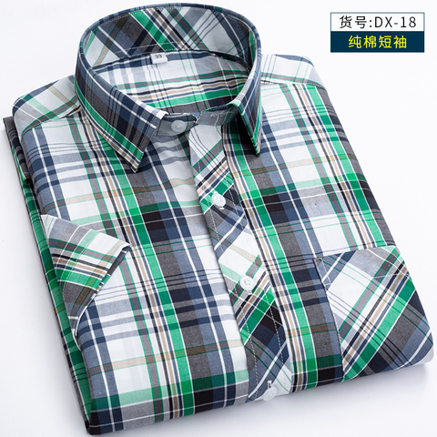 Hommes robe chemises manches courtes été Plaid grand homme haute qualité coton 100% chemise pour hommes 7xl grande taille S-6XL 7XL 8XL ► Photo 1/1