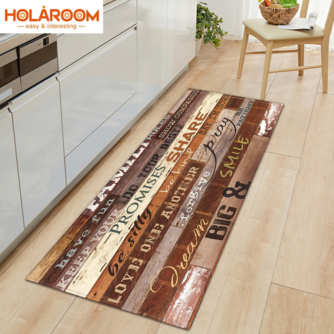 Long tapis de cuisine, paillasson d'entrée de chambre à coucher, décoration de sol de couloir de maison, tapis de salle de bains, grain de bois antidérapant ► Photo 1/6