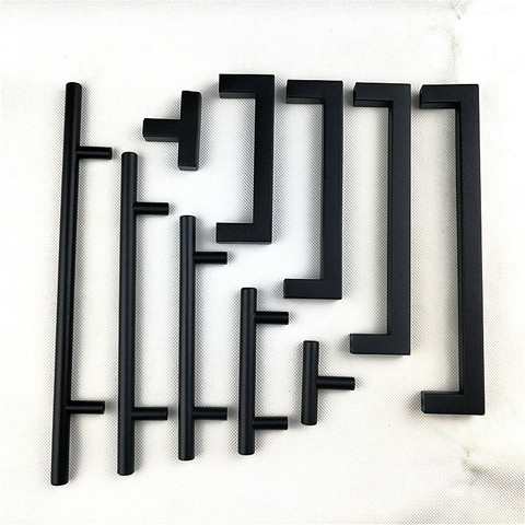 Poignée carrée noir mat en acier inoxydable, bouton de porte de cuisine, pour tiroir de meubles, pour tirer 2 