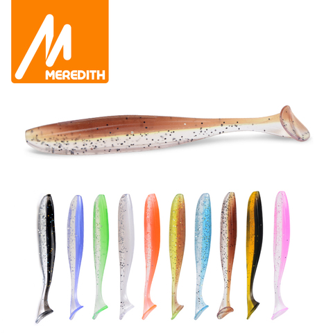 MEREDITH facile méné leurres souples 50mm 75mm 100mm 130mm appâts Leurre de pêche shalose Double couleur Silicone appât T queue Wobblers ► Photo 1/6