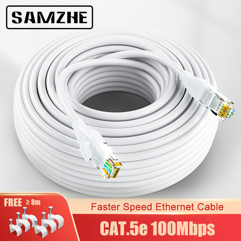 SAMZHE CAT 5e câble Ethernet RJ45 Lan rond réseau Cat 5 cordon de raccordement pour ordinateur routeur ordinateur portable câble réseau ► Photo 1/6