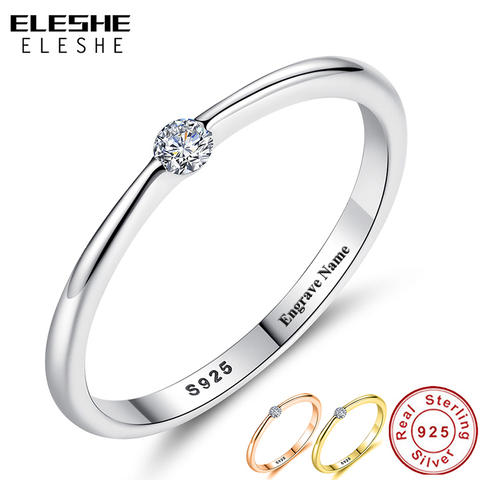 ELESHE – bagues en argent Sterling 925 authentique, rondes en cristal de zircone, bijoux de mariage originaux pour femmes ► Photo 1/6