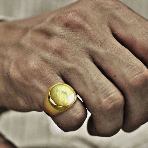 HOMMES EN ACIER INOXYDABLE BAGUE CHEVALIÈRE RONDE POUR HOMMES PINKY BANDE MÂLE EN ACIER INOXYDABLE BIJOUX ► Photo 1/6