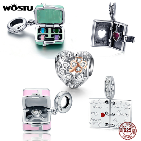 WOSTU-bracelets en argent Sterling offre spéciale pour femmes, boîte à bonbons Macaron, pendentif, breloques, perles adaptées, 925, FIC663, bijoux à bricoler soi-même ► Photo 1/6