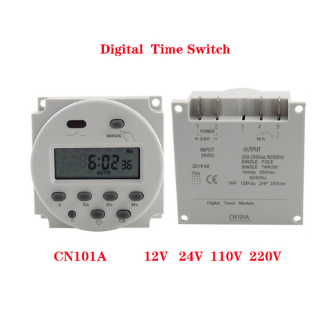 CN101A LCD minuterie interrupteur 12V 24V 110V 220V relais de temps lampadaire panneau d'affichage minuterie d'alimentation sans boîte étanche ► Photo 1/5