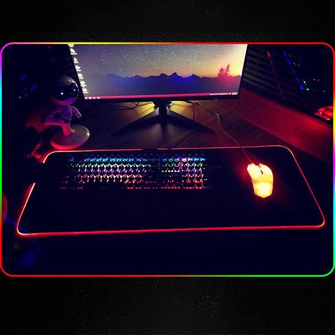 Tapis de souris de jeu rvb grand tapis de souris Gamer Led ordinateur tapis de souris grand tapis de souris avec rétro-éclairage tapis pour clavier tapis de bureau Mause ► Photo 1/6