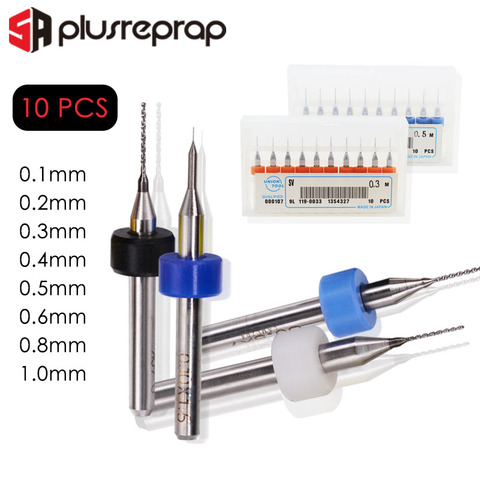 Forets de nettoyage de buses pour imprimante 3D, en carbure solide, en acier inoxydable, pour PCB, 0.1 0.2 0.3 0.4 0.5 0.6 0.8 1.0mm, 10 pièces ► Photo 1/6