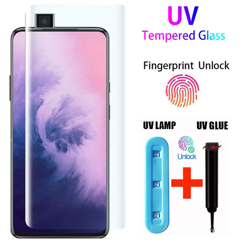 Protecteur d'écran à colle complète UV, en verre trempé 9H pour Oneplus 7 T Pro 1 + 7 T Pro, liquide UV pour Oneplus 7 Pro 1 + 7 Pro 1 + 7 T Pro ► Photo 1/6