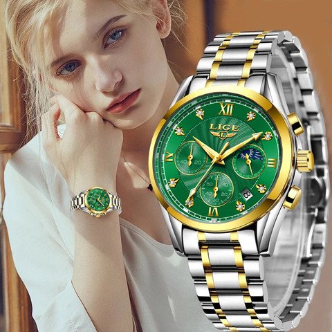 LIGE – montre à Quartz pour femmes, en or, marque de luxe, pour filles, 2022 + boîte, nouvelle collection ► Photo 1/6