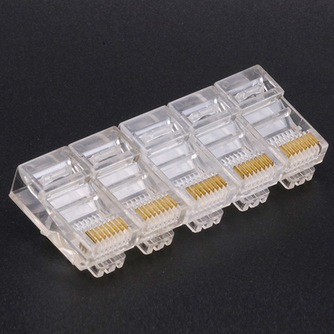 Connecteur RJ45 Cat 6 5 5e, 10 pièces/lot, en cuivre pur 8P8C, fiche de câble Ethernet modulaire, plaqué or 24K, connecteur réseau à sertir ► Photo 1/6