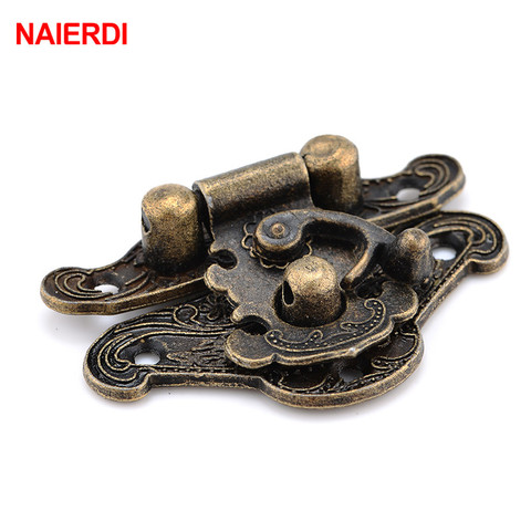 NAIERDI-loquet à loquet en Bronze Antique, 4 pièces, boîte de bijoux en bois, Mini armoire, serrure à boucle, poignée décorative 3 tailles ► Photo 1/6