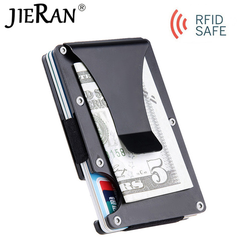 Nouveau porte-carte de crédit mince en Aluminium porte-carte d'identité porte-carte homme Mini portefeuille avec RFID Anti-vol Protection métal pince à billets porte-cartes ► Photo 1/6