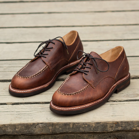 Derby – chaussures basses soudées en cuir de vache véritable pour homme, souliers à ailes, soudées, modèle officiel, robe de mariage ► Photo 1/6