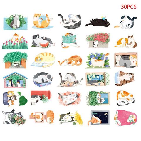 Carte postale peint à la main chat forme chat arrière-cour mignon peint à la main Graffiti Style petit frais mignon Animal en forme de carte ► Photo 1/5
