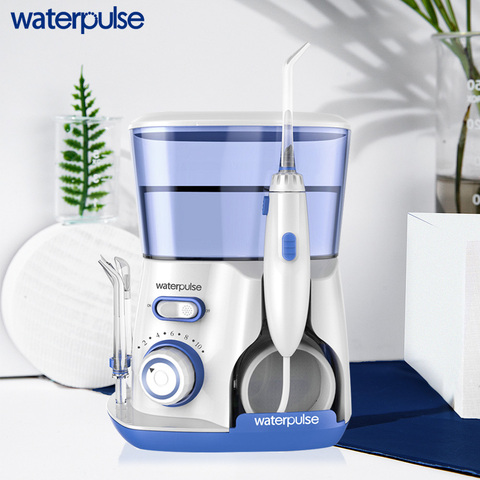 Waterpulse 12 pressions Oral irrigateur IPX7 Portable Jet d'eau Flosser 800ML réservoir d'eau dents nettoyant SPA eau Flosser 5 pièces pointe ► Photo 1/6