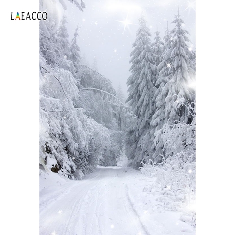 Laeacco hiver décors neige forêt arbres chemin photographie arrière-plans bébé Portrait Photozone Photocall pour Studio Photo ► Photo 1/6