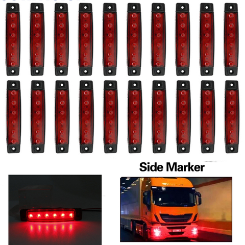 Feux extérieurs de voiture, 20 pièces, LED 24V 6 SMD LED, clignotant latéral de voiture, Bus, camion, indicateur de faible lumière Led de remorque, feu latéral arrière ► Photo 1/6