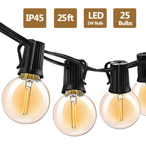 Guirlande lumineuse Vintage Led, G40 LED, 25 pièces, ampoule Vintage 2700, 1W, K, imperméable conforme à la norme ip68, pour l'intérieur et l'extérieur d'un Patio ► Photo 1/6