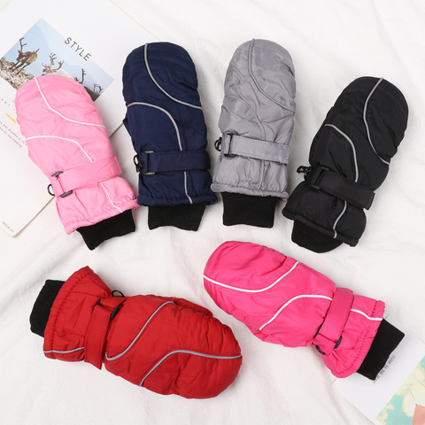 1 paire nouvelle mode enfants enfants hiver neige gants chauds garçons filles Ski coupe-vent imperméable épaissir mitaines garder le doigt au chaud ► Photo 1/6