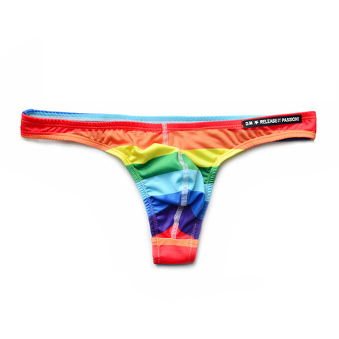 Mini culotte Tanga couleur arc-en-ciel pour hommes, sous-vêtements de plage Super Sexy, Gay, poche Tanga, Bikini, t-back, maillot de bain ► Photo 1/6