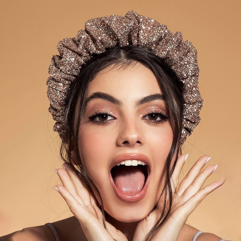 Bronzage rembourré cheveux cerceau nouveau brillant paillettes Scrunchy bandeau pour femmes filles Volume vague pli bandeau large cheveux accessoires ► Photo 1/6