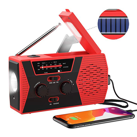 EDC USB téléphone chargeur d'urgence solaire manivelle Portable Radio météo pour chargeur extérieur équipement de Camping outil de survie 8 ► Photo 1/6