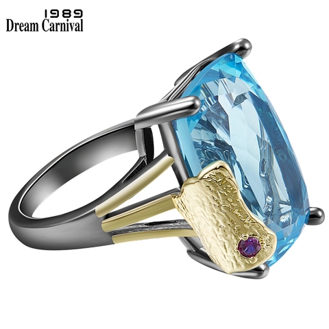 DreamCarnival1989 nous vous donnons un Look différent bague Solitaire bleu pour les femmes grand Zircon bijoux de mariage fête doit avoir WA11905GUN ► Photo 1/6