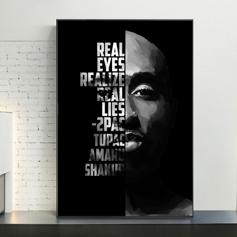 Noir et blanc Tupac Shakur célèbre Hip Hop Rap musique chanteur étoiles moderne mur Art affiche toile peinture huile photo décor à la maison ► Photo 1/5