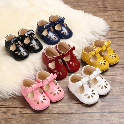 2022 rétro nouveau-né infantile bébé filles chaussures automne nouveau Prewalker antidérapant creux princesse été PU cuir chaussures 0-18M ► Photo 1/6