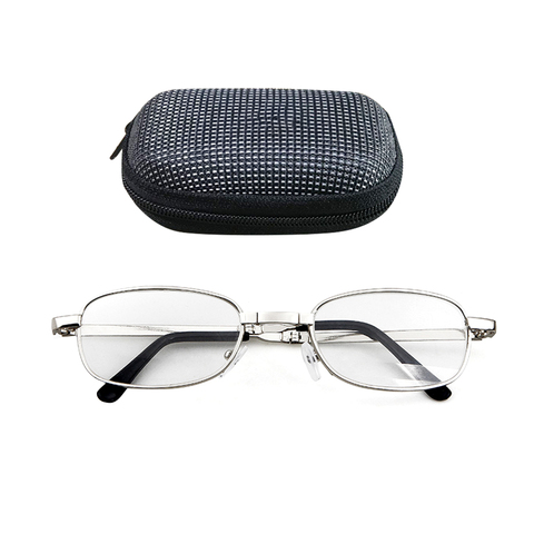 Lunettes de lecture mode Portable pliant ovale cadre en métal presbyte loupe lunettes avec étui ► Photo 1/6