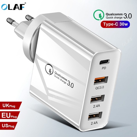 OLAF – chargeur USB multifonction Quick Charge 3.0, adaptateur secteur mural rapide pour téléphone portable, compatible avec iPhone X Xiaomi Samsung S9 Huawei QC4.0 QC3.0 QC C PD ► Photo 1/6