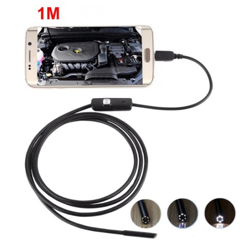 Caméra d'inspection endoscopique Flexible IP67 étanche, 1M 7mm, appareil de sécurité pour ordinateur portable, Android, 6led réglables ► Photo 1/6