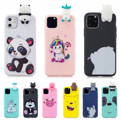 Pour Coque iPhone 11 SE 2022 Cas 3D Kawaii Licorne Panda Ours En Silicone Couverture pour iPhone 11 Pro X XR XS Max 5 6 S 7 8 Plus ► Photo 1/5