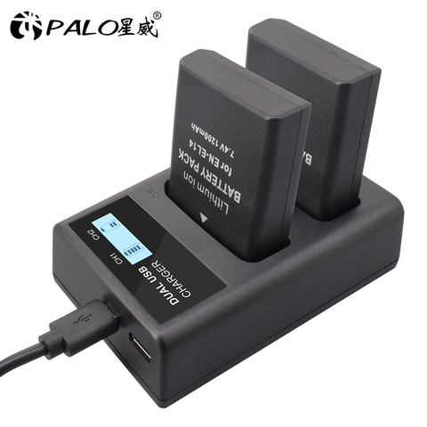 PALO – chargeur de batterie de caméra LCD EN-EL14 EN EL14 EN-EL14a, double, pour Nikon P7800 P7100 D3400 D5300 D5200 D3200 D3300 ► Photo 1/6