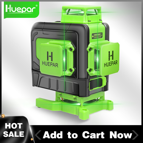 Huepar – niveau Laser 4D à 16 lignes croisées, faisceaux verts multifonctions et télécommande avec batterie Li-ion pour carrelage ► Photo 1/6