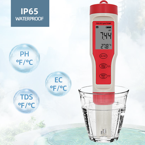 EZ9908 Ph-mètre Numérique 4 en 1 PH TDS EC Température Testeur Remplacer Sonde D'eau Quantité Outil de Mesure Vin Analyseur D'urine 20% hors ► Photo 1/6