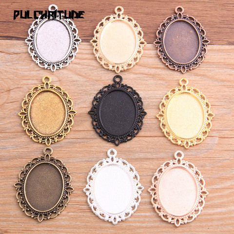 Ensemble de Base de Cabochon de 9 couleurs, taille intérieure 18x25mm, Style classique ovale, pendentif à breloques pour la fabrication de bijoux à bricoler soi-même, 6 pièces ► Photo 1/6