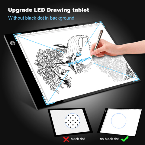 Tablette de dessin A4 à LED, 13x9.3 pouces, avec boîte à lumière, pour écriture graphique, tableau à copie numérique, peinture diamant, croquis, Anime, livraison directe ► Photo 1/5