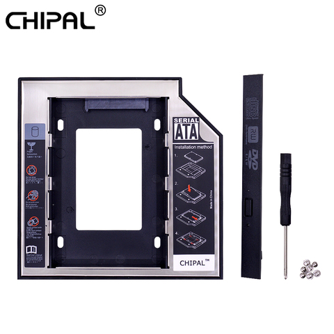 CHIPAL – boîtier de disque dur universel pour CD Optibay, en aluminium et plastique, 9.5 12.7mm SATA 3.0 2.5 