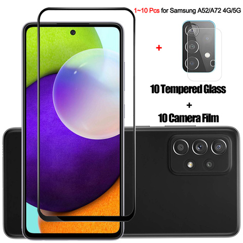 1~10 pièces, verre trempé samsung s20 fe vitre protection samsung a52 verre trempe s 20 fe protection ecran a52 4G/5G samsung a72 film de caméra a 72 samsung galaxy a 52 glass a52 ► Photo 1/6