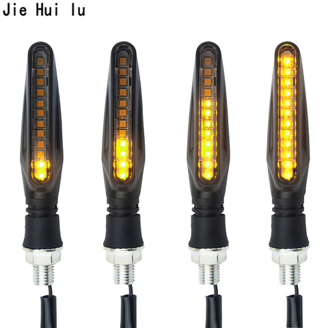 2 pièces LED moto clignotants lumière 12 SMD queue clignotant coulant clignotant IP68 clignotant moto pliable ► Photo 1/6